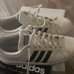 Adidas Classic White Sneakers with Black Stripes